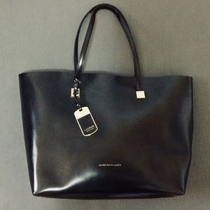 Final sale - Open-top black leather tote